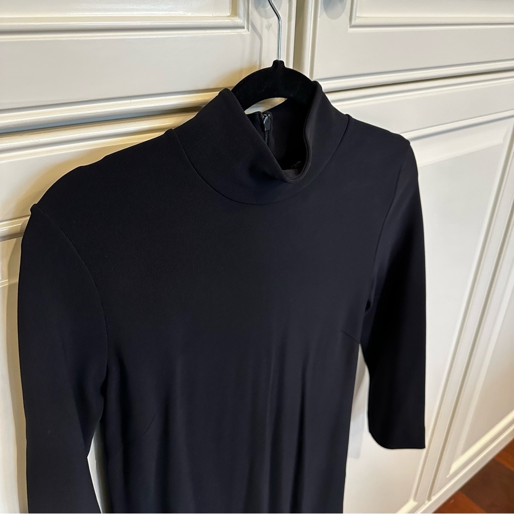 Boston Proper Minimalist Black Mockneck Column 3/4 Sleeve‎ Midi Dress Classic S - Picture 5 of 7